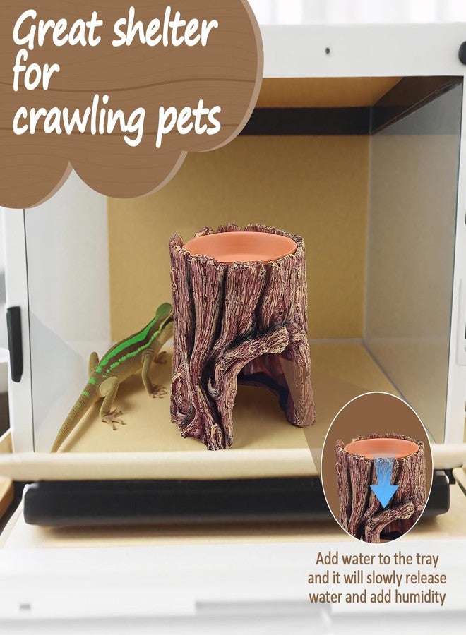 ACOSIY Reptile Hide Cave, 2 in 1 Reptile Humid Hide with Detachable Clay Water Basin, Resin Terrarium Decorations for Leopard Gecko, Crested Gecko, Lizard, Snake, Crabs - Image 4